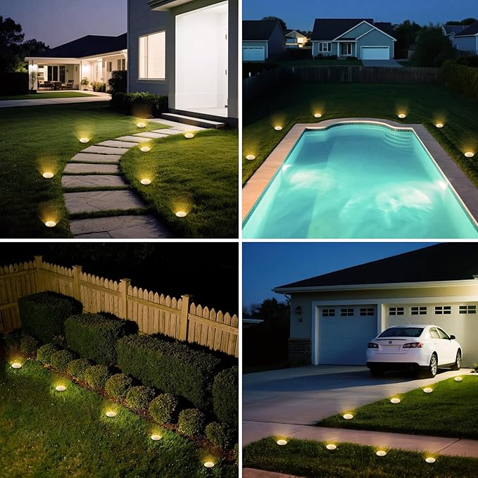 Mini Outdoor Solar Lights,8 Pack Solar Garden Light for Outside IP65 Waterproof, 8 LED Disc Landscape Lighting for | Lumora