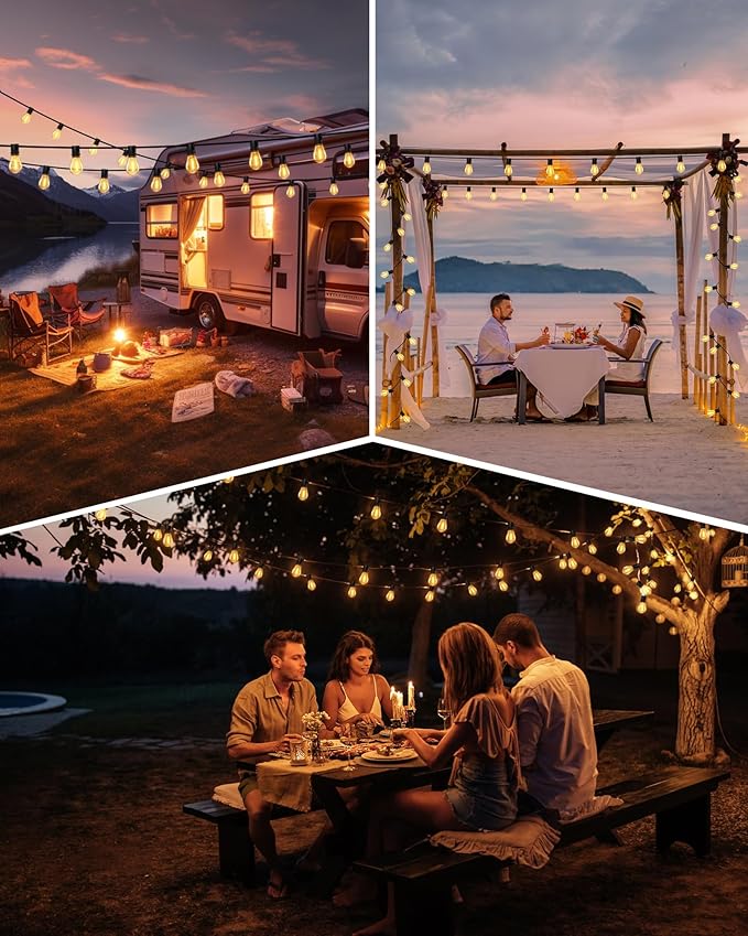 Torkase LED Outdoor String Lights 30FT Patio Lights with Shatterproof S14 Edison Bulbs, Dimmable Outside Hanging Light Connectable for Porch, Deck, Garden, Backyard, 2200K
