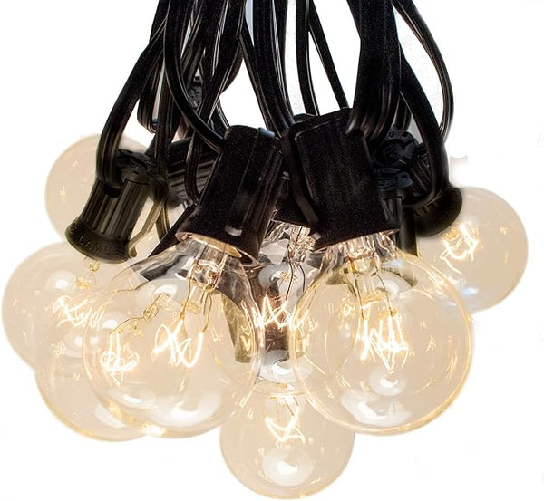 Hometown Evolution, Inc. 25’ G40 Globe String Lights Set with G40 Clear Bulbs and Black Wire (+ 1 Free Spare) for | Lumora