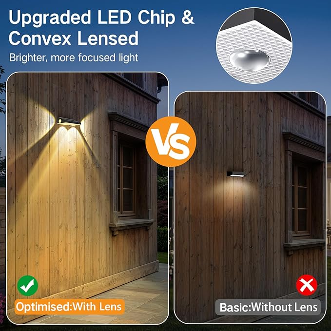 OUTON Solar Fence Lights Outdoor 12 Pack, 10 RGBCW Lighting Modes LED Deck Lights, 3-Way 70LM Dusk to Dawn Solar Powered Wall Light, IP65 Waterproof Step Light for Fence Garden Backyard Gutter Patio