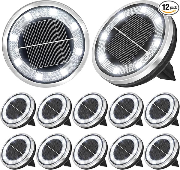 ZAIYW 12 Pack Solar Ground Lights Outdoor Waterproof Pathway Lights Solar Powered Disc Landscape Lighting for | Lumora