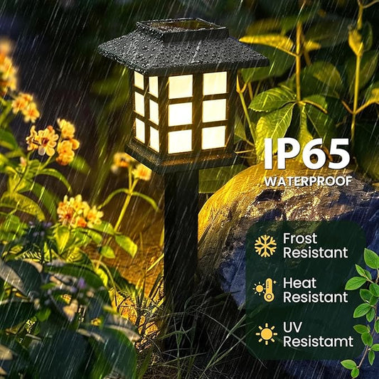 GIGALUMI Solar Outdoor Lights,6 Pack LED Solar Lights Outdoor Waterproof, Solar Walkway Lights Maintain 10 Hours of Lighting for Your Garden, Landscape, Path, Yard, Patio, Driveway