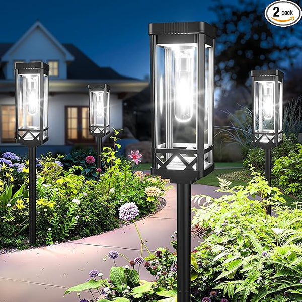 KOOPER Taller Solar Pathway Lights Outdoor, 2 Pack Upgraded Brighter Solar Garden Lights Solar Powered, Up to 15 | Lumora
