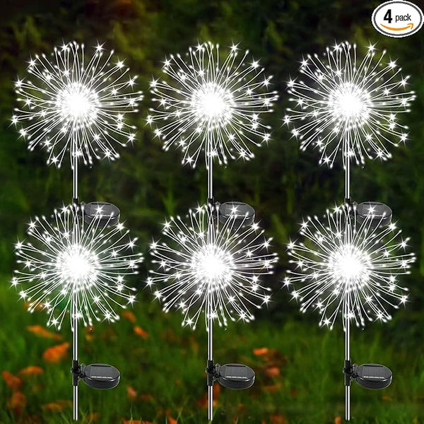 Solar Garden Lights Outdoor, 6 Pack 120 LED Twinkling Firework Lights Decorative with 2 Modes, Outdoor Waterproof | Lumora