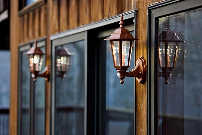 Maxsa 46719-2PACK Battery-Powered Motion-Activated Plastic LED Wall Sconce, 2-Pack (Bronze)