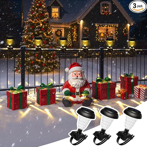 Solar Christmas Fence Lights Outdoor Decor, Waterproof Patio Lights with Warm White Color for Holiday & Halloween | Lumora