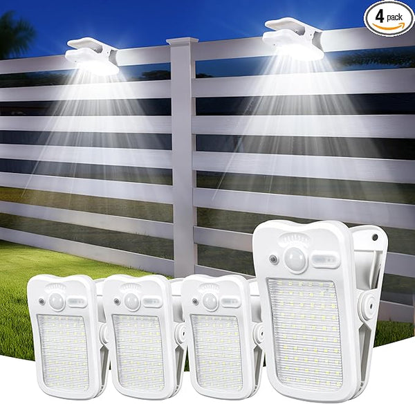 Clip on Solar Lights for Fence, 3 Modes Solar Motion Lights Outdoor Waterproof, 60LEDs 500LM Portable Security | Lumora