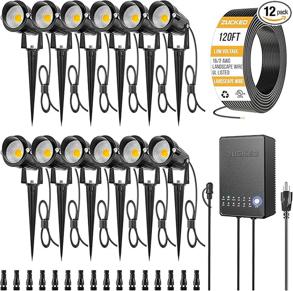 ZUCKEO All-in-One Low Voltage Landscape Lighting Kit, 5W LED Landscape Lights with Transformer, 120FT Wire and | Lumora