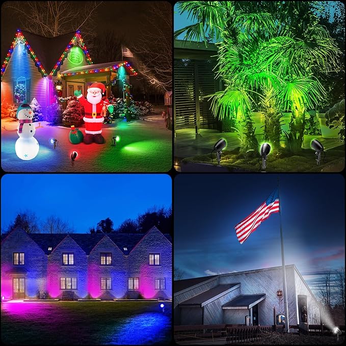 20W RGBW Color Changing Outdoor Spotlight with Remote Control 1880LM IP66 Waterproof LED Spot Lights for Christmas | Lumora