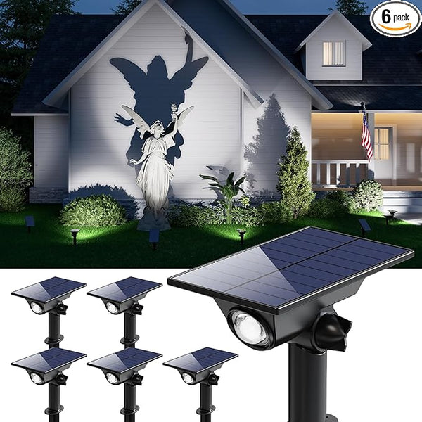 6 Pack Solar Power Spot Lights Outdoor Waterproof LED Dusk to Dawn Landscape Spotlight Lamp for Outside Yard, Tree | Lumora