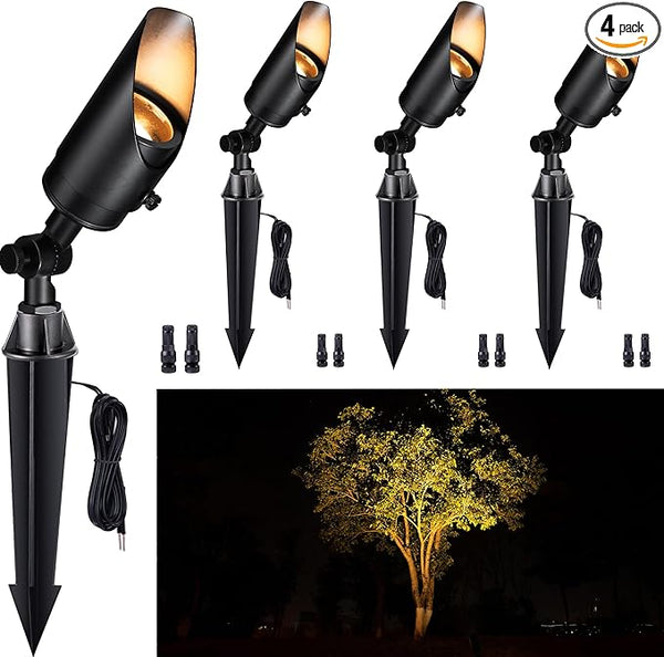 Gardenreet Brass Landscape Lighting Black, Low Voltage Spotlights Outdoor, 12V LED Wired Uplights, Waterproof Spot | Lumora