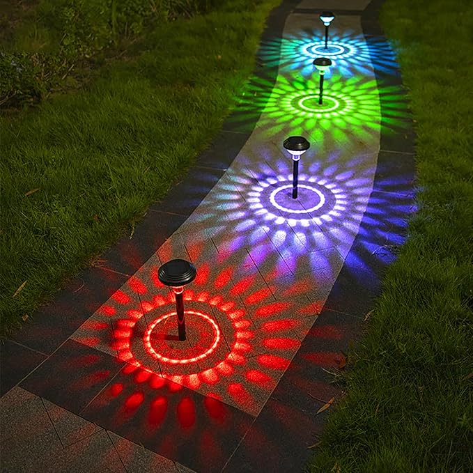 4 Pcs Outdoor Solar Lights, Solar Pathway Lights, Outdoor Solar Garden Lights with 2 Modes, Solar Ground Light, Landscape Path Lights, Solar Lights for Garden Decoration Lawn Patio Yard