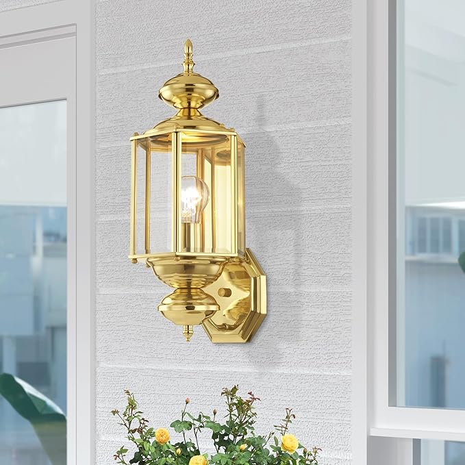 Livex Lighting 2006-02 Basics 1 Light PB Outdoor Wall Lantern, Polished Brass | Lumora