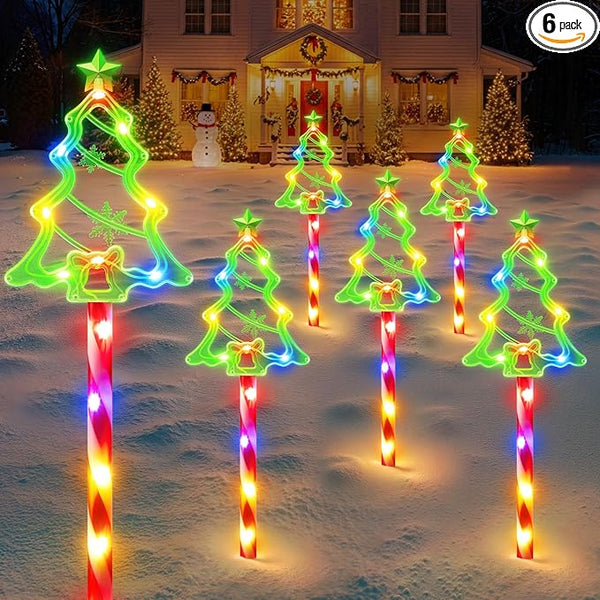 Christmas Solar Pathway Lights Outdoor Decorations,10 Modes 78 LED Outdoor Christmas Tree Solar Candy Stake Lights | Lumora