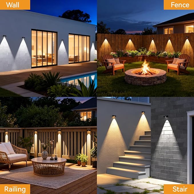 12 Pack Solar Fence Lights Outdoor, 3 Color Temp, IP65 Waterproof, Cost-Effective Solar Lights for Patio Yard | Lumora