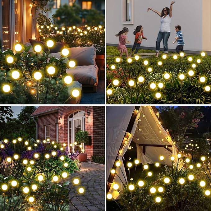 Solar Lights Outdoor Garden – 6 Pack 36 LEDs Solar Firefly Lights, Swaying Lights Waterproof, Solar Decorations for Yard Patio Pathway Lawn Gardening Gifts - 6 Pack