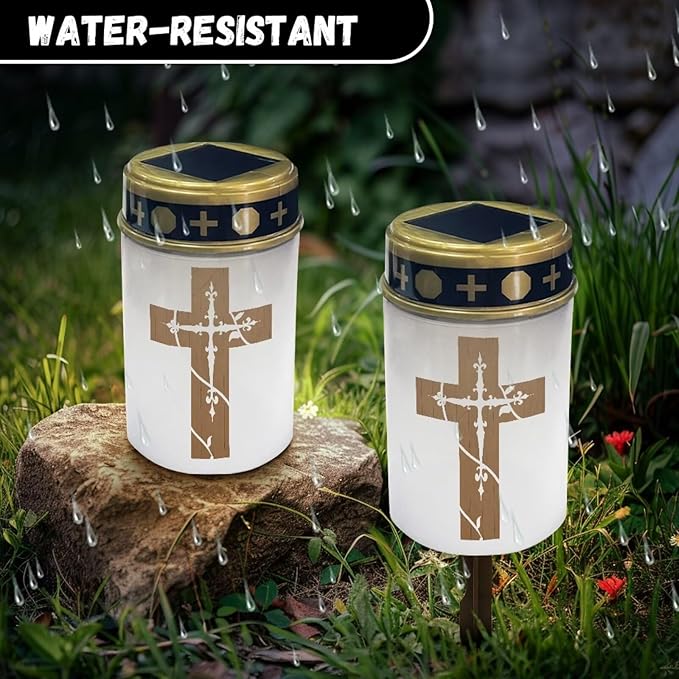 ZOUTAIRONG Solar Cross for Cemetery Grave,2 Pack Solar Garden Lights Grave Decorations for Cemetery Solar Pathway | Lumora
