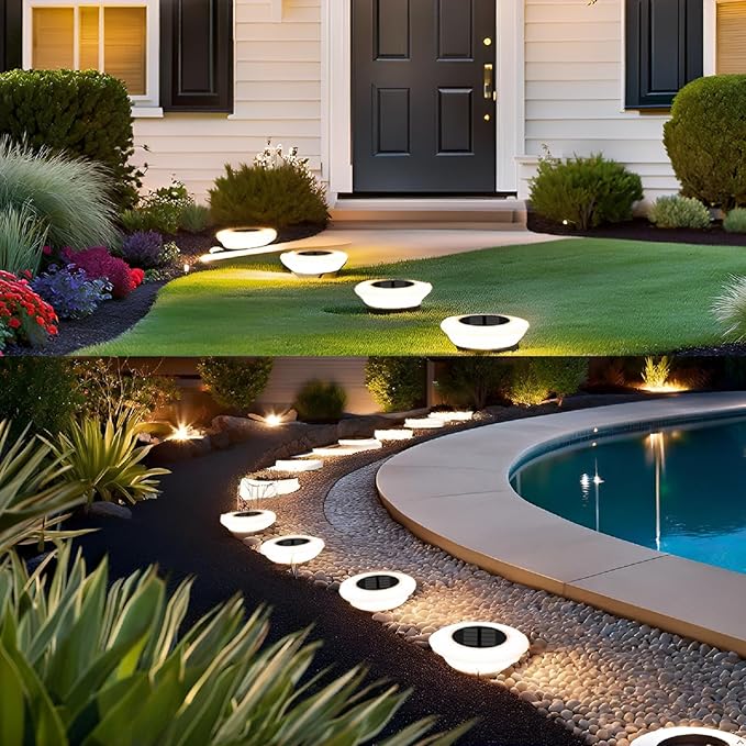 ASLIDECOR Solar Ground Lights Outdoor,Solar Garden Light Landscape Lighting 8 Pack 14 LED Waterproof LED Path | Lumora