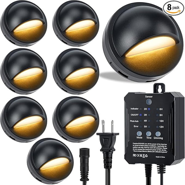 Low Voltage LED Deck Lights kit with Transformer Timer and Photocell Sensor, IP67 Waterproof Fence Lights, Warm | Lumora