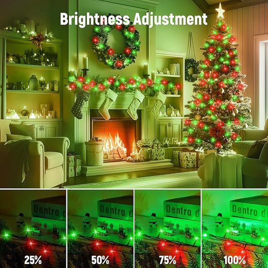 Minetom 1000 LED Christmas Tree Lights, 328 FT Green Wire LED Decorative Fairy Lights with Remote & 8 Modes, Waterproof for Outdoor Xmas Holiday Party Garden Wedding Home Decor, Red & Green