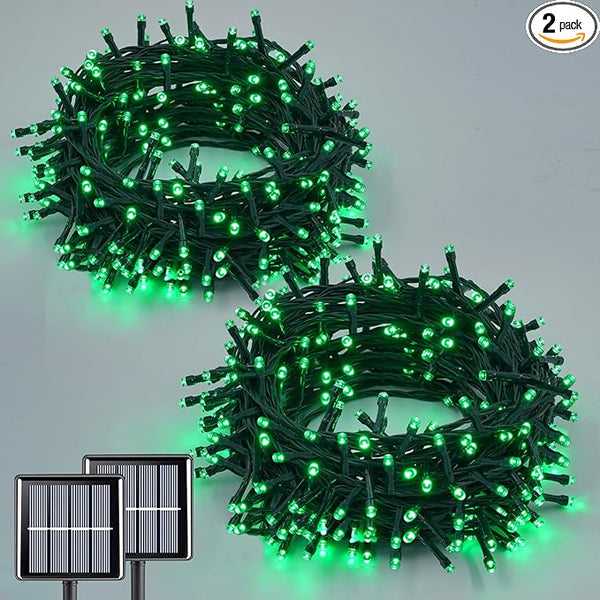 QITONG Green Solar String Lights, 2 Pack Each 66ft 200 LED Christmas String Lights Outdoor Waterproof, 8 Modes | Lumora