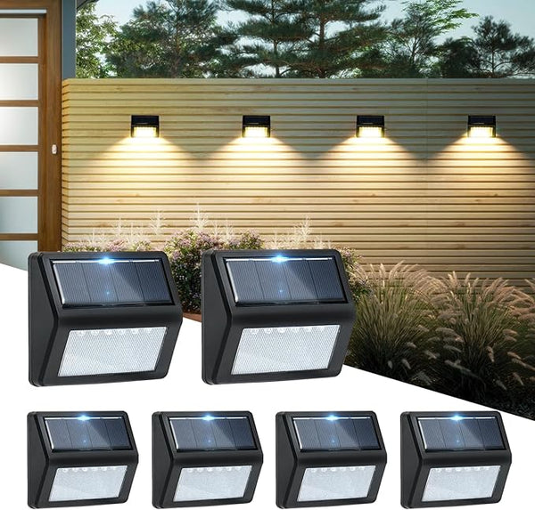 Bright Solar Fence Lights, 6 Pack Outdoor Step Lights, IP65 Waterproof, 3000K Warm-White, Dusk to Dawn Outdoor | Lumora