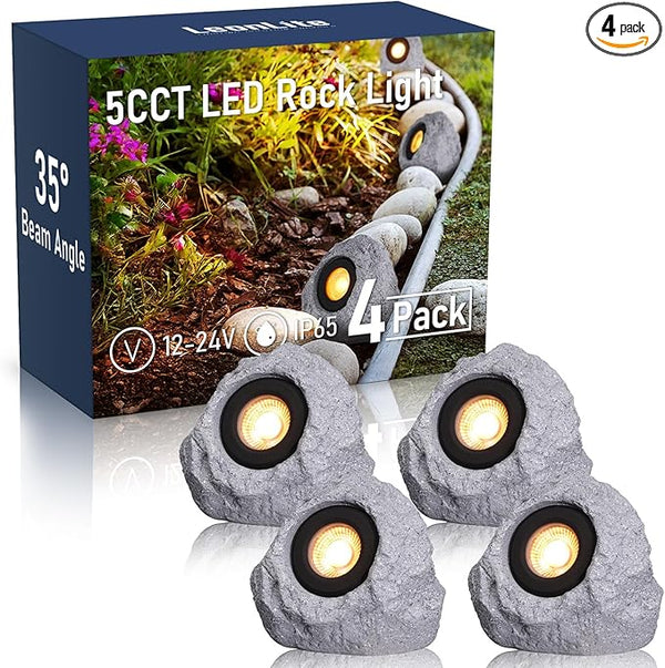 LEONLITE 5CCT LED Rock Lights Outdoor, 5W Low Voltage Landscape Spotlight for Garden, Yard, Decorative Stone Light | Lumora