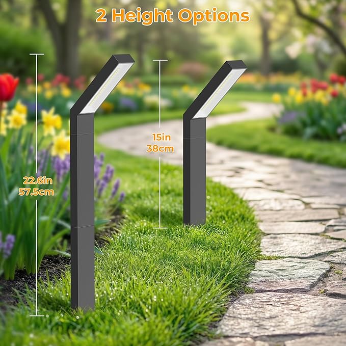 Solar Pathway Lights Outdoor 6Pack, 3 Color in 1 Auto On/Off Walkway Lights, 2 Heights, 12H Lasting, IP65 | Lumora