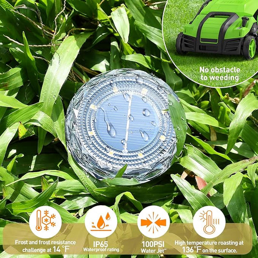 Solar Ground Lights,Solar Disc Light Outdoor Waterproof,Landscape Lighting Garden Lights for Pathway, Yard, Deck, Lawn, Patio, Swimming Pool, Walkway(Warm, 16Pack)