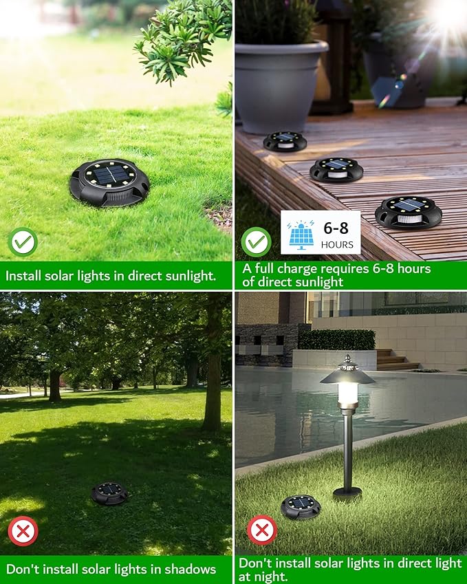 Biling Solar Outdoor Lights Walkway Lights 12 Packs, Bright Solar Ground Lights Uplight Sidelight Waterproof for | Lumora