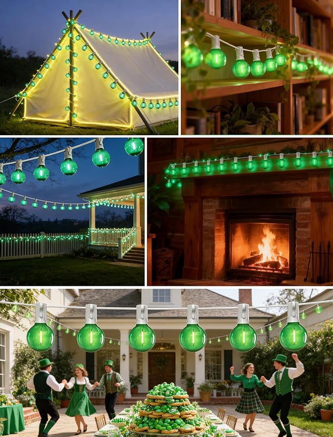 10 Pack G40 LED Replacement Bulbs, E12 Candelabra Base, 0.6W Green Globe Light Bulbs, Shatterproof Plastic Shell | Lumora