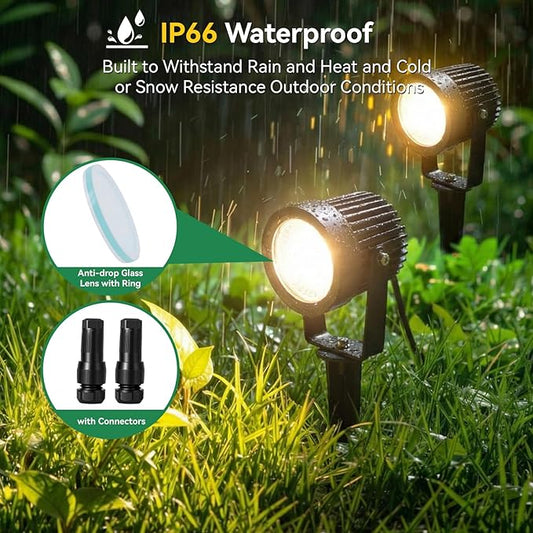 Low Voltage Landscape Spotlight, 12V LED Outdoor Spot Lights, Landscape Lighting Wired for Yard Path Garden Tree, 10W Aluminum Up Lighting with Connectors, IP66 Waterproof & 4000K, 10 Pack