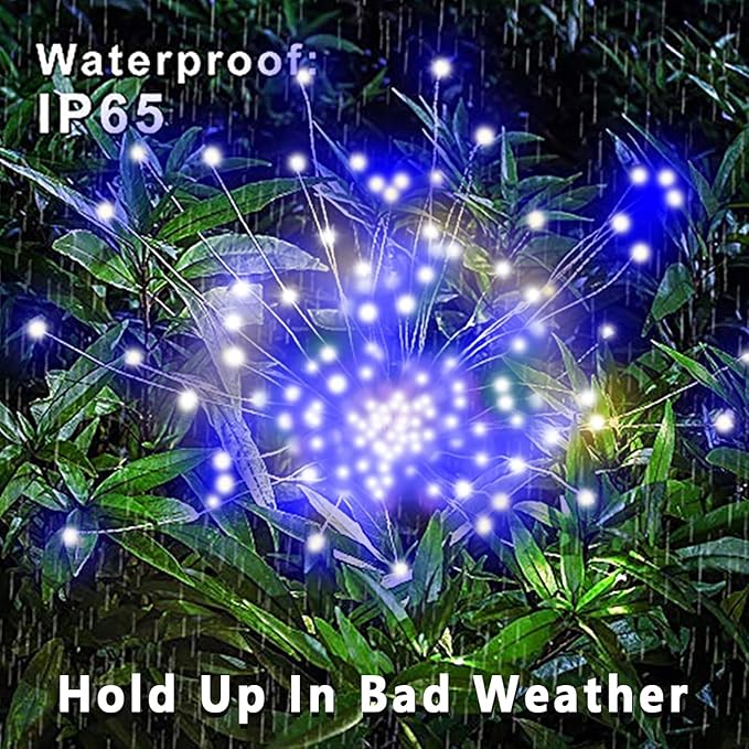 YOTOZU 4 PCS Solar Firework Light, Outdoor Solar Garden Decorative Lights 120 LED Powered 40 Copper Wires String | Lumora