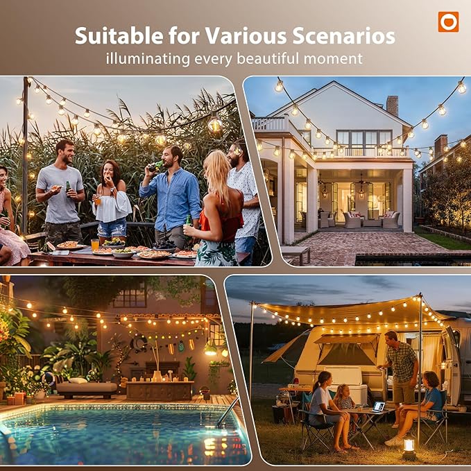 addlon 102FT Solar String Lights Outdoor Waterproof G40 with 32 Bulbs