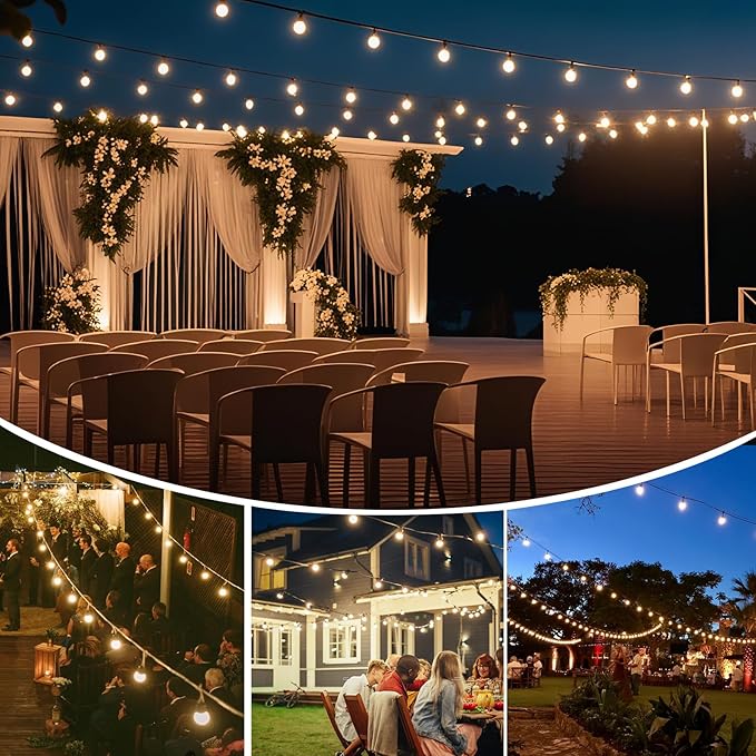 120FT Solar String Lights Outdoor Waterproof with Remote, G40 Solar Powered String Lights with 40+2 LED | Lumora