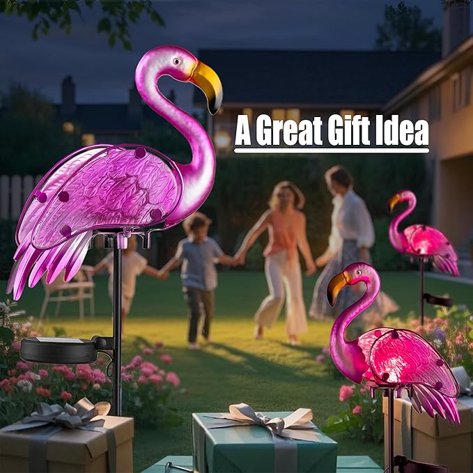 Solar Lights Outdoor,Flamingo Gifts for Women,Pink Flamingos for Yard Art Decor,Solar Metal Flamingo Lights | Lumora