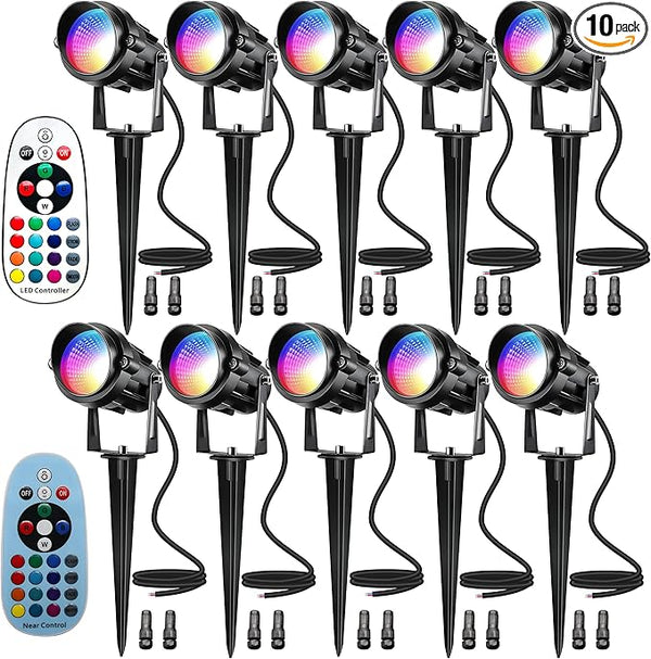 Halloween Christmas Landscape Lights 12W RGBW Outdoor Spot Lights for Yard, Low Voltage LED Landscape Spotlight | Lumora