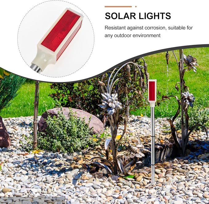 Uonlytech 2Pcs Solar Warning Landscape Lighting Solar Driveway Markers Driveway Markers Light Strobe