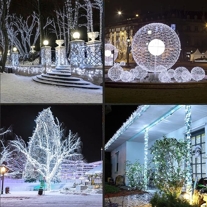 LAMPHOME 50LED String Lights,LED Christmas Lights,6" SPACING,Green Wire,White Colour,Commercial Grade