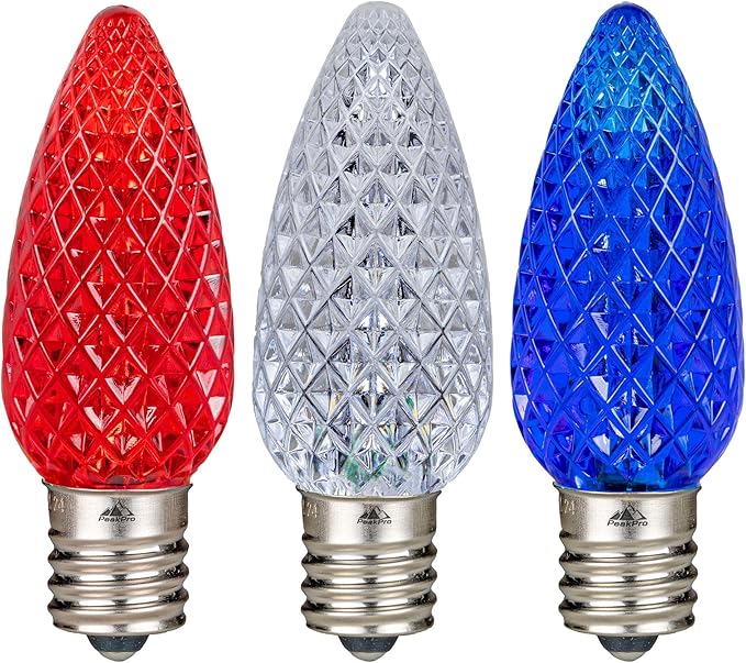Novelty Lights 25PK C9 LED Faceted Ultra Bright Dimmable Outdoor Christmas Light USA Replacement LED Bulbs String | Lumora