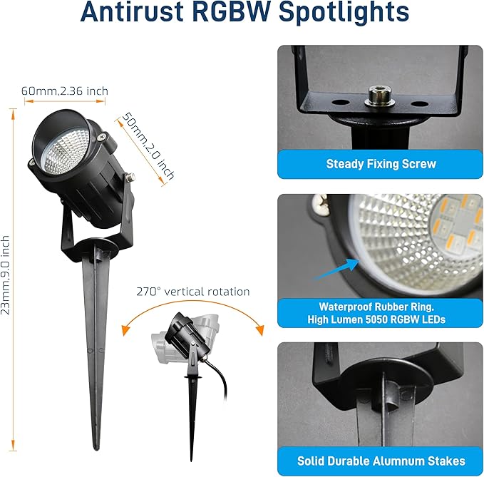 RGBW Landscape Lights 12W Low Voltage Landscape Lighting, Waterproof Color Changing Outdoor Landscape | Lumora