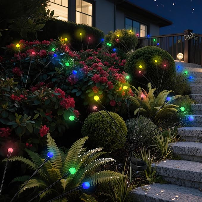 HomeBeyond Firefly Garden Decor Lights, 32 LEDs Firefly Solar Light Outdoor Waterproof, 4 Pack 8 Heads Multicolor | Lumora