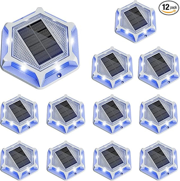 VOLISUN Solar Driveway Lights Dock Outdoor Waterproof Marker Lights,12 Pack Solar Deck Lights 2 Colors in 1 Led | Lumora