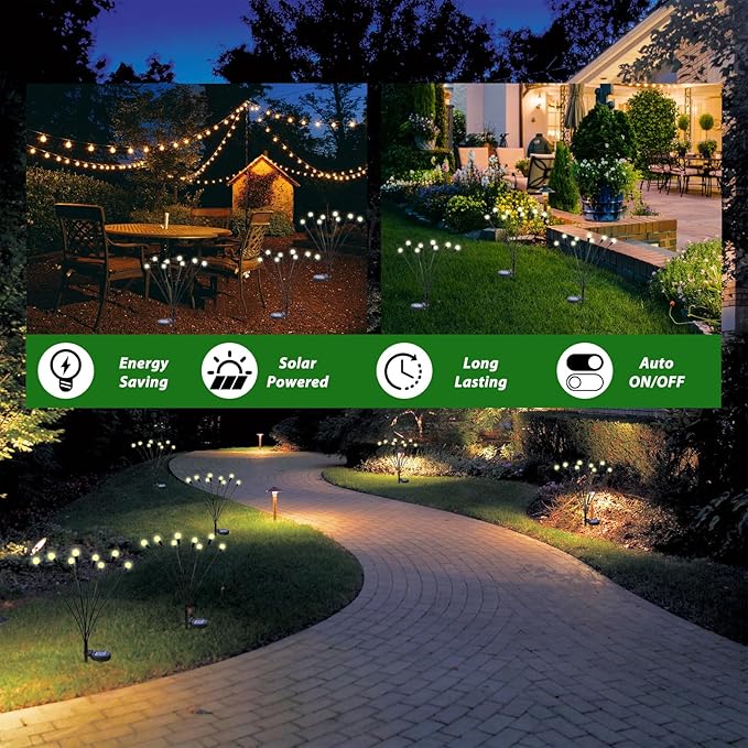 Solar Garden Lights Outdoor, 4 Pack 32LEDs Waterproof Solar Light Outdoor, Pathway Lights for Walkway, Yard, Patio,Christmas Decorations,Gift for Women for Gardening