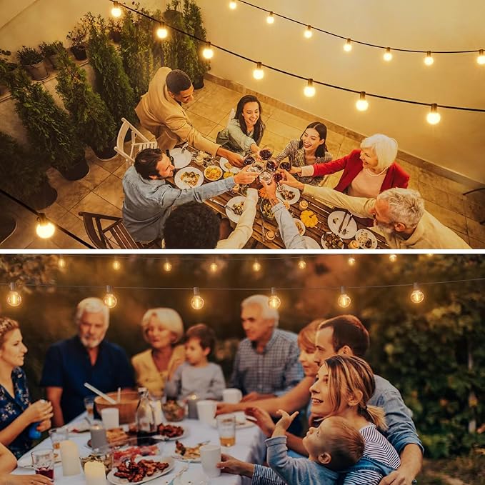 200Feet Outdoor String Lights G40 Globe String Lights, 100+4 Replaceable 2200K Warm Bulbs, Connectable Waterproof Outside Lights for Patio Backyard Party Wedding, 2Pack x 100FT