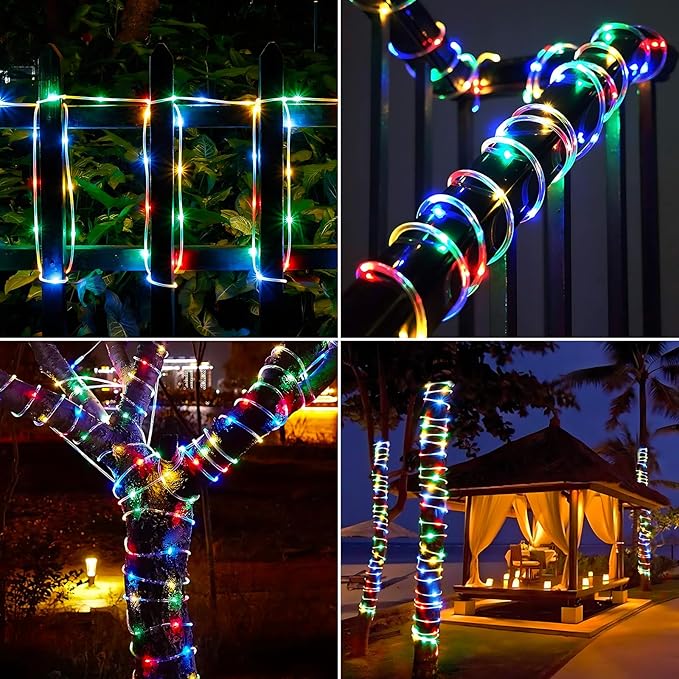 Solar Rope Lights, 2 Packs Total 132ft 400LED Solar String Lights, 8 Modes Waterproof Solar Powered Outdoor Light | Lumora