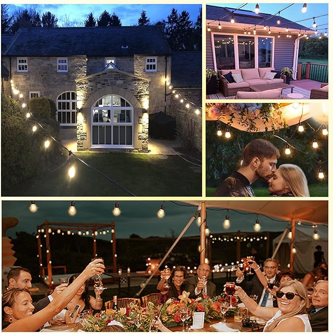 1-Pack 150 ft Outdoor String Lights with Remote Patio Lights Weatherproof, 45+3 Spare S14 Shatterproof Warm 2200K | Lumora