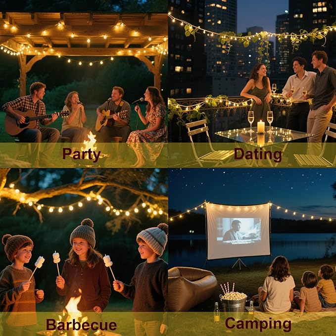 Outdoor String Lights Waterproof, 3000K Warm White 54ft Patio Lights String with 16 Led Shatterproof Bulbs,Outside Hanging Ambience Plug in String Light for Gazebo Garden Camping Porch Yard