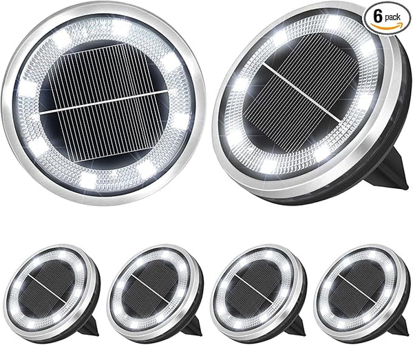 ZAIYW 6 Pack Solar Ground Lights Outdoor Waterproof Garden Lights Solar Powered Disc Landscape Lighting for Pathway | Lumora