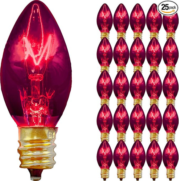 EST. LEE DISPLAY L D 1902 C7 Purple Christmas Lights, Transparent Candelabra Steady Bulbs, Indoor & Outdoor String | Lumora